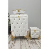 Bonny Home Kapitone MDF Krem Renk 3'lü Çamaşır Sepeti Kirli Sepeti Banyo Seti