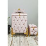 Bonny Home Kapitone MDF Pudra Renk 3'lü Çamaşır Sepeti Seti