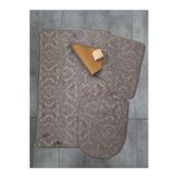 Bonny Home Kapuçino Ultrasoft Desenli 3'lü Klozet Takımı Banyo Halısı Paspası Seti, 60x90 cm