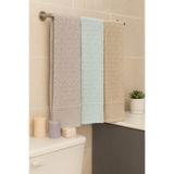 Bonny Home Karo 3'lü Banyo Havlusu Seti, 100x150 cm,%100 Pamuk, Kapuçino-Turkuaz-Gri