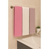 Bonny Home Karo 3'lü Banyo Havlusu Seti, 100x150 cm,%100 Pamuk, Krem-Mor-Pudra