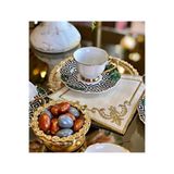 Bonny Home Köşeli Gold 6'lı Keten Kokteyl Sunum Parti Peçetesi, 15x15 cm, Nakış İşlemeli