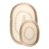 Bonny Home Krem Exclusive 2li Oval Çeyizlik Saçaklı Fransız Dantelli Klozet Takımı Banyo Paspas Seti, 80x125 + 60x80 cm