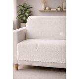 Bonny Home Krem Kaymaz Tabanlı Koltuk Örtüsü Kabartmalı Çok Amaçlı Parlak Çekyat Örtüsü Tekli Otera - 180 x 210 cm