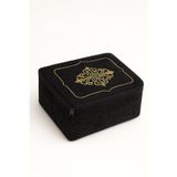 Bonny Home Laura Kadife Gold Nakışlı Hurç Küçük Boy, 30x35x15 cm, Siyah