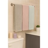 Bonny Home Line 3'lü Banyo Havlusu Seti, 100x150 cm,%100 Pamuk, Gri-Turkuaz-Pudra, Linedsn-banyo