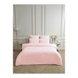 Bonny Home Line Pembe Pamuk Saten Çift Kişilik Nevresim Takımı, 200 x 220 cm, Lastiksiz Çarşaflı, 4 Parça Set