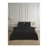 Bonny Home Line Siyah Pamuk Saten Çift Kişilik Nevresim Takımı, 200x220 cm, 4 Parça Set, Lastiksiz Çarşaflı