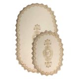 Bonny Home Lisa 2li Oval Dantelli Aplikli Klozet Takımı, Krem, 70x115 cm