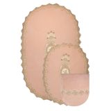Bonny Home Lisa 3'lü Dantelli Banyo Paspası Seti, Pudra, 40x60 cm