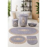 Bonny Home Lisa Gri 6 Parça Dantelli Banyo Kirli Çamaşır Sepeti Seti Banyo Paspası Seti