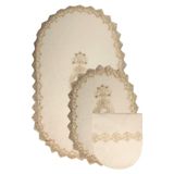 Bonny Home Lisa Krem 3'lü Dantelli Klozet Takımı, Banyo Paspası Seti, 40x60 cm