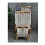 Bonny Home Luna Vizon 3'lü Mdf Ipek Kadife Banyo Seti Kirli Çamaşır Sepeti - Havluluk - Deterjanlık Takımı