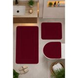 Bonny Home Mürdüm 3'lü Banyo Halısı Paspası Seti Kaymaz Tabanlı Yıkanabilir Klozet Takımı Venisa