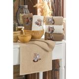 Bonny Home Nakışlı Kahve Desenli%100 Pamuklu 6'lı Mutfak El Havlusu, 30x50 cm