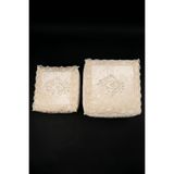 Bonny Home Nergis Kadife 2'li Dantelli Güpürlü Hurç Seti, 40x40x20 cm ve 30x35x15 cm, Vizon