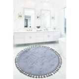 Bonny Home Nova Antrasit Yuvarlak 100x100 Cm Ponpon Saçaklı Kaymaz Tabanlı Makinede Yıkanabilir Banyo Paspası