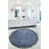 Bonny Home Nova Antrasit Yuvarlak 160x160 cm Ponpon Saçaklı Kaymaz Tabanlı Banyo Paspası
