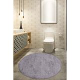 Bonny Home Nova Gri 120x120 cm Yuvarlak Kaymaz Pamuk Taban Peluş Banyo Paspası