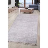 Bonny Home Nova Gri Ponpon Saçaklı Mutfak Halısı, 200x330 cm, Leke Tutmaz Yıkanabilir Kaymaz