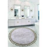 Bonny Home Nova Vizon Yuvarlak 100x100 cm Ponpon Saçaklı Kaymaz Tabanlı Banyo Paspası