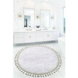 Bonny Home Nova Vizon Yuvarlak 100x100 Cm Ponpon Saçaklı Kaymaz Tabanlı Makinede Yıkanabilir Banyo Paspası
