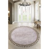Bonny Home Nova Vizon Yuvarlak Antibakteriyel Yıkanabilir Çocuk Odası Halısı, Ponpon Saçaklı, 100x100 cm