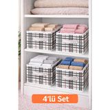 Bonny Home Ordena 4'lü Ekoseli Dolap İçi Düzenleyici, Katlanabilir Organizer, 45 x 24 x 20 cm, Beyaz