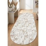 Bonny Home Oval Koridor Halısı İskandinav Kaymaz İnce Yıkanabilir Yazlık Modern Yolluk Halı Bej Viora - 7031