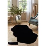 Bonny Home Rabbit Tavşan Tüyü Long Siyah Çocuk Genç Odası Halısı, 75x150 cm, Peluş Yumuşak, Tüy Dökmez Kaymaz