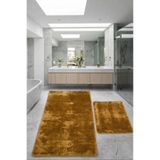 Bonny Home Relax Gold 80x150 + 50x80 cm Büyük Boy 2'li Banyo Halısı Paspası Seti Kaymaz Klozet Takımı