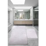 Bonny Home Relax Gri 80x150 + 50x80 cm Büyük Boy 2'li Banyo Halısı Paspası Seti Kaymaz Klozet Takımı