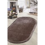 Bonny Home Relax Kahve Oval Spor Saçaklı Yolluk, 100 x 150 cm, Kaymaz Tabalı, Makinede Yıkanabilir