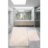 Bonny Home Relax Krem 80x150 + 50x80 cm Büyük Boy 2'li Banyo Halısı Paspası Seti Kaymaz Klozet Takımı