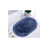 Bonny Home Relax Oval Lacivert Ponpon Saçaklı Banyo Halısı, 50 x 60 cm, Makinede Yıkanabilir, Kaymaz Tabanlı