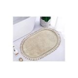 Bonny Home Relax Oval Vizon Ponpon Saçaklı Banyo Halısı, 50 x 60 cm, Makinede Yıkanabilir, Kaymaz Tabanlı