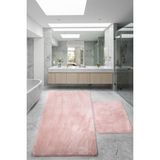 Bonny Home Relax Pudra 80x150 + 50x80 cm Büyük Ebat 2'li Banyo Halısı Paspası Seti Kaymaz Klozet Takımı
