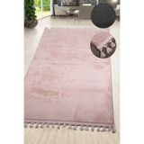Bonny Home Relax Pudra Ponpon Saçaklı Mutfak Halısı, 120x230 cm, Leke Tutmaz, Kaymaz Taban
