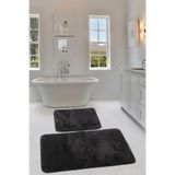 Bonny Home Relax Siyah Köşeli 2'li Banyo Paspası Seti, 60x100 + 50x60 cm, Kaymaz Klozet Takımı