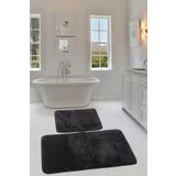 Bonny Home Relax Siyah Köşeli 60X100 + 50X60 cm 2'li Pufidik Banyo Paspası Seti Kaymaz Klozet Takımı