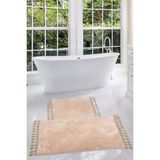 Bonny Home Relax Vizon 60X100 + 50X60 cm 2'li Köşeli Ponpon Saçaklı Banyo Halısı Paspası Seti Kaymaz Tabanlı