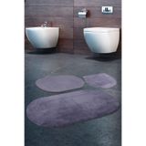 Bonny Home Rivora Gri 3'lü Banyo Halısı Paspası Seti, Kaymaz Tabanlı Klozet Takımı, 65 x 120 cm