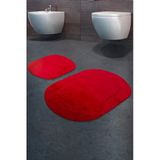 Bonny Home Rivora Kırmızı 2'li Banyo Halısı Paspası Seti Kaymaz Tabanlı Klozet Takımı