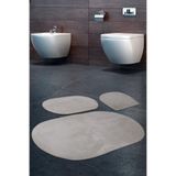 Bonny Home Rivora Krem 3'lü Banyo Paspası Seti, Kaymaz Tabanlı, 65 x 120 cm