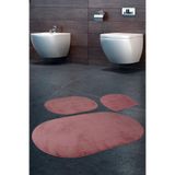 Bonny Home Rivora Pudra 3'lü Banyo Halısı Paspası Seti, Kaymaz Tabanlı Klozet Takımı, 65 x 120 cm