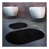 Bonny Home Rivora Siyah 2li Banyo Halısı Paspası Seti Kaymaz Tabanlı Klozet Takımı