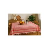 Bonny Home Saçaklı Piti Kareli Masa Örtüsü 150x150 cm, Kırmızı,%100 Pamuk