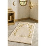 Bonny Home Sahra Bej Kadife Nakışlı Seccade, 120 x 70 cm, Süngerli Yumuşak Namazlık