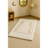 Bonny Home Sahra Krem Kadife Nakışlı Seccade, 120 x 70 cm, Süngerli Yumuşak Namazlık