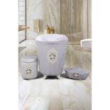 Bonny Home Shems Gri 3lü Kadife Dantelli Banyo Kirli Çamaşır Sepeti Seti